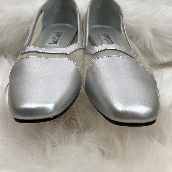Coup D’Etat Vintage Heels Silver metallic sheer net block heel Women’s 9 - Picture 5 of 10